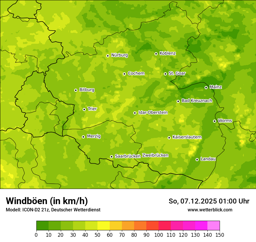 Modellkarten Windgeschwindigkeit
