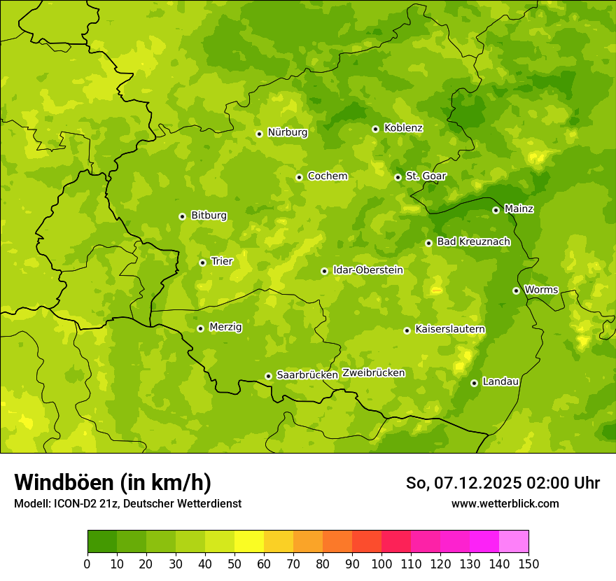 Modellkarten Windgeschwindigkeit