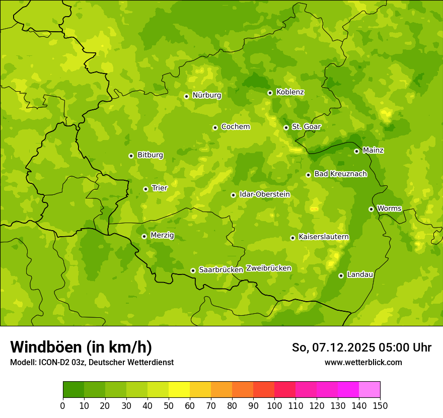 Modellkarten Windgeschwindigkeit