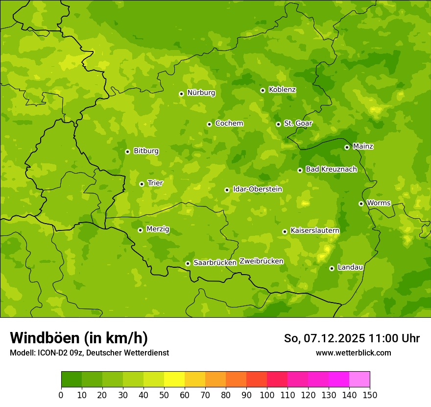 Modellkarten Windgeschwindigkeit