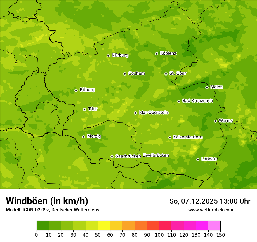 Modellkarten Windgeschwindigkeit