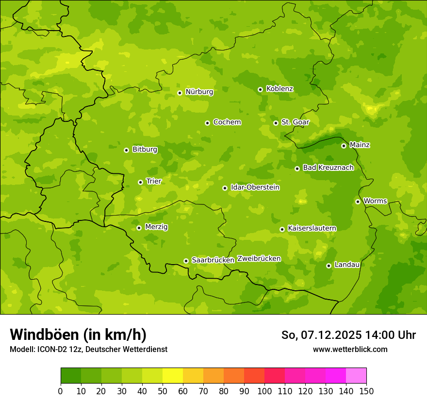 Modellkarten Windgeschwindigkeit