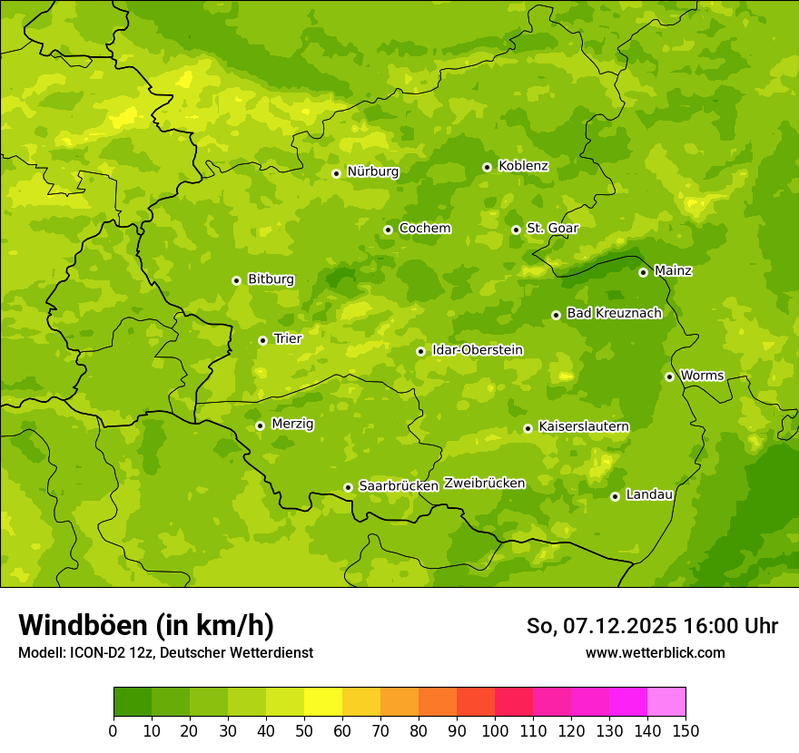 Modellkarten Windgeschwindigkeit