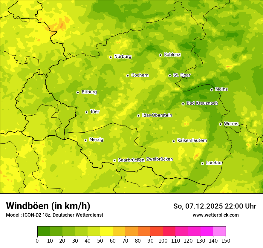 Modellkarten Windgeschwindigkeit