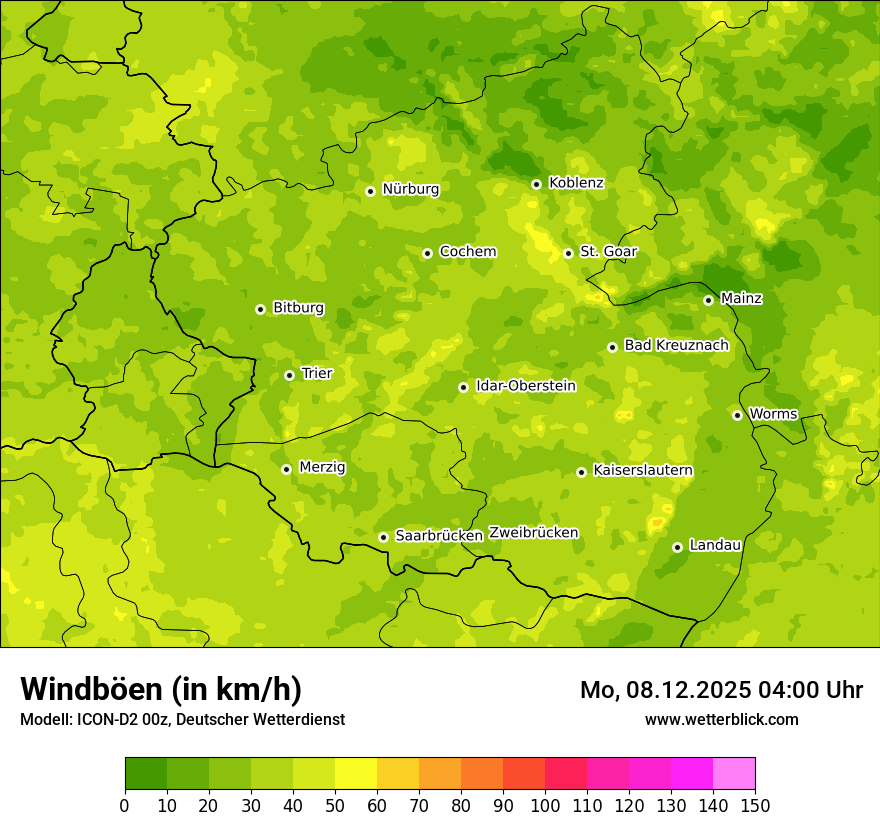 Modellkarten Windgeschwindigkeit