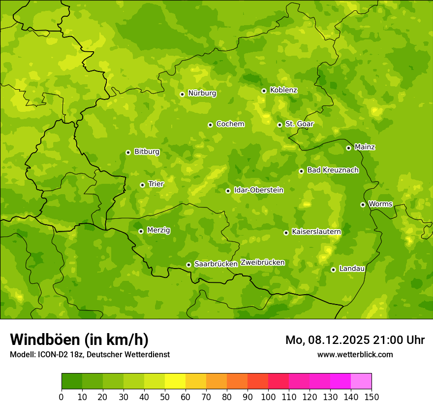 Modellkarten Windgeschwindigkeit