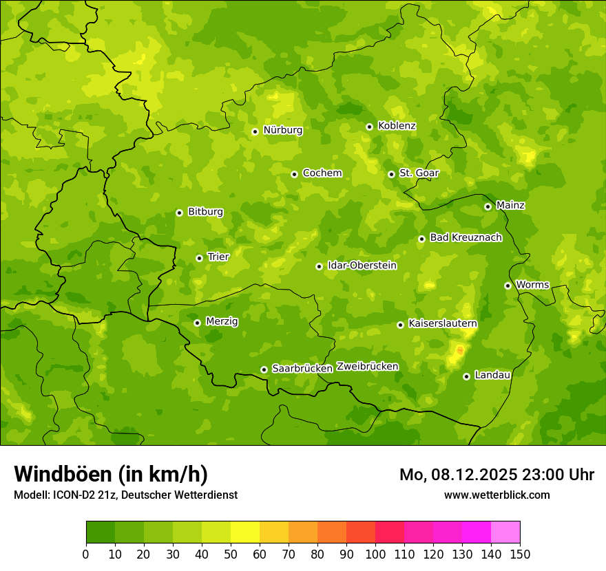 Modellkarten Windgeschwindigkeit