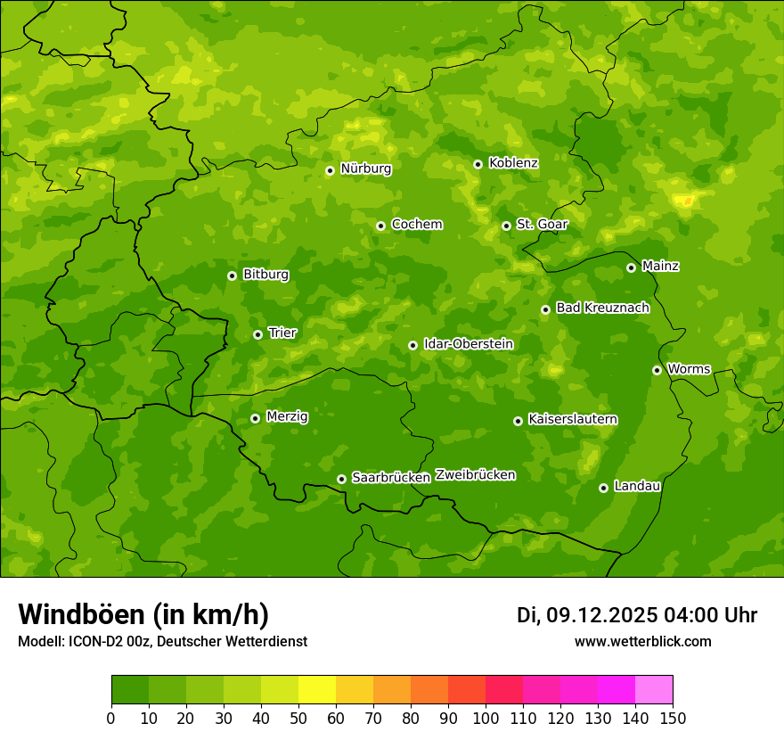 Modellkarten Windgeschwindigkeit