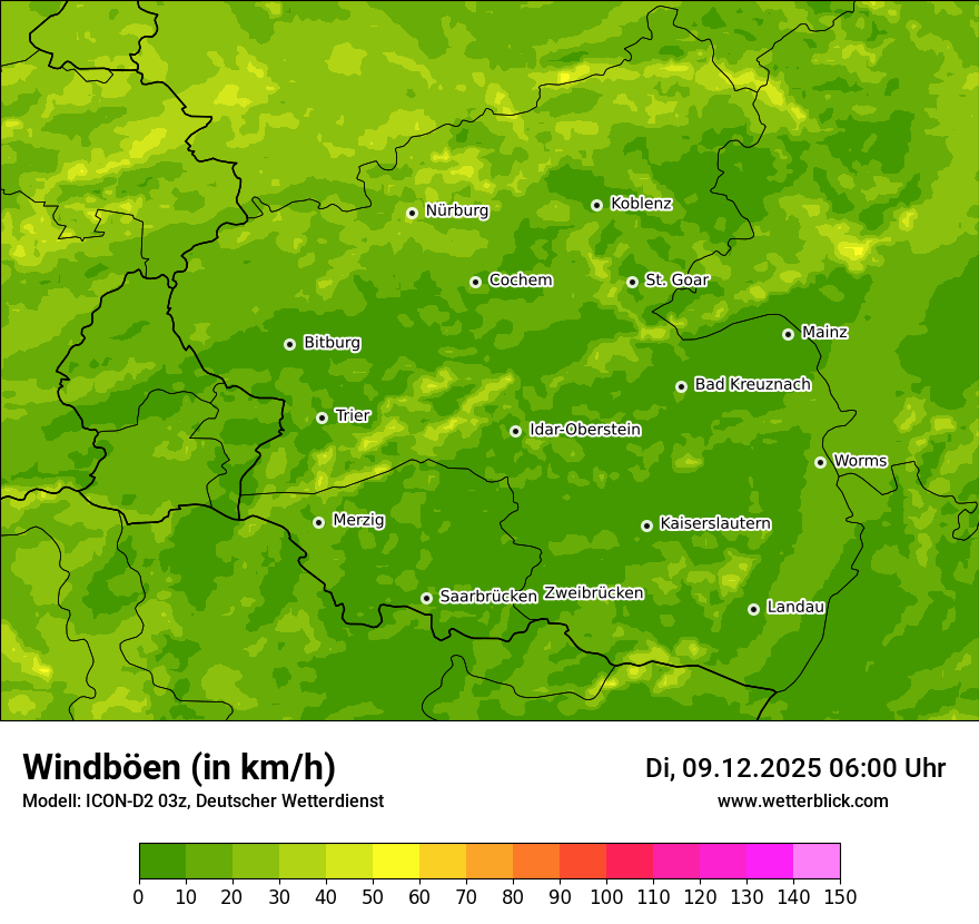 Modellkarten Windgeschwindigkeit