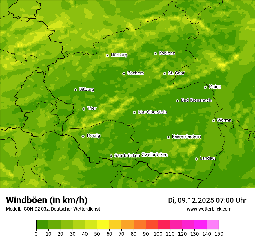 Modellkarten Windgeschwindigkeit