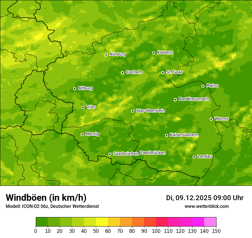 Modellkarten Windgeschwindigkeit