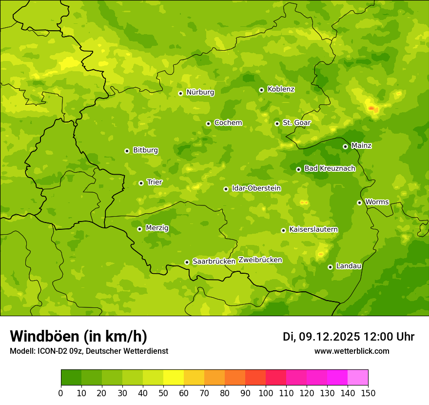 Modellkarten Windgeschwindigkeit