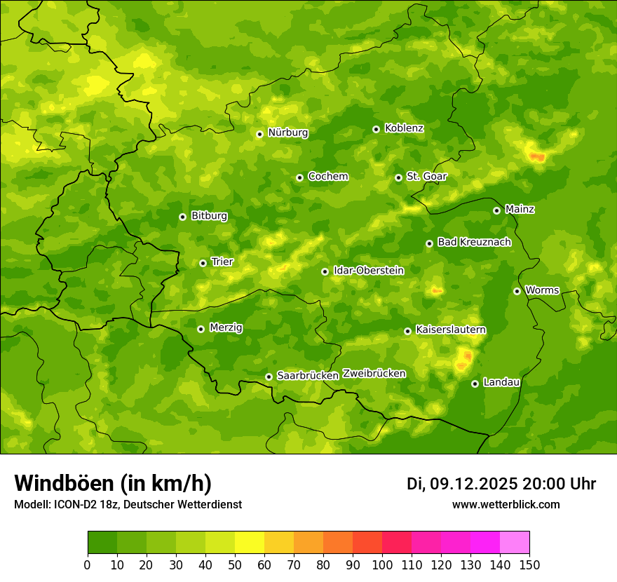 Modellkarten Windgeschwindigkeit