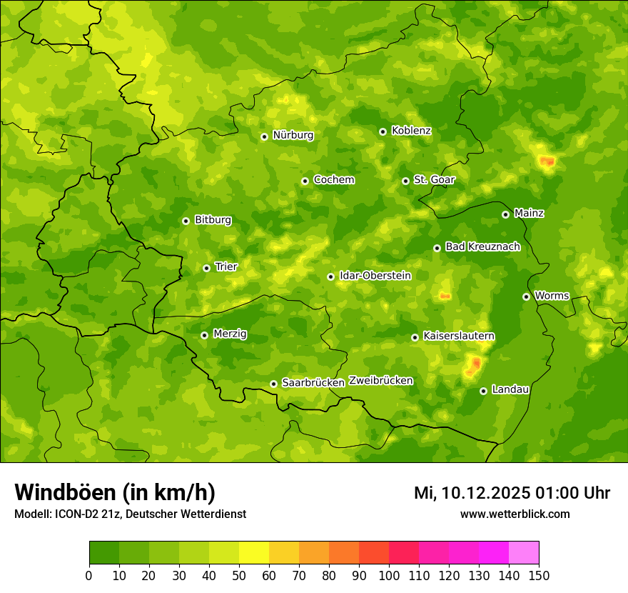 Modellkarten Windgeschwindigkeit
