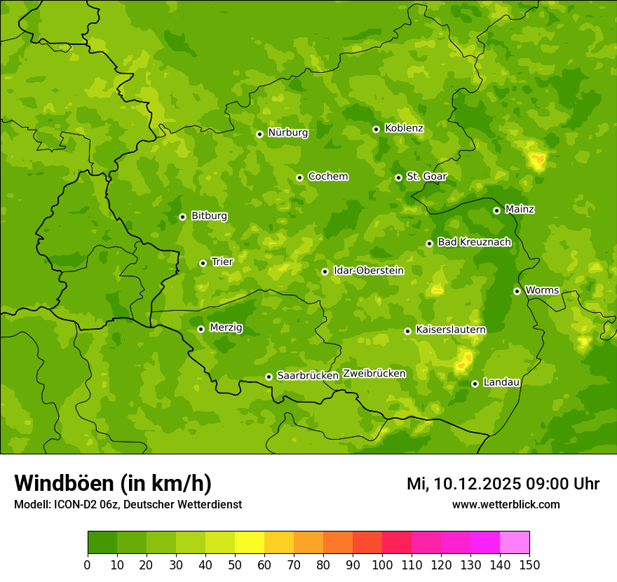 Modellkarten Windgeschwindigkeit