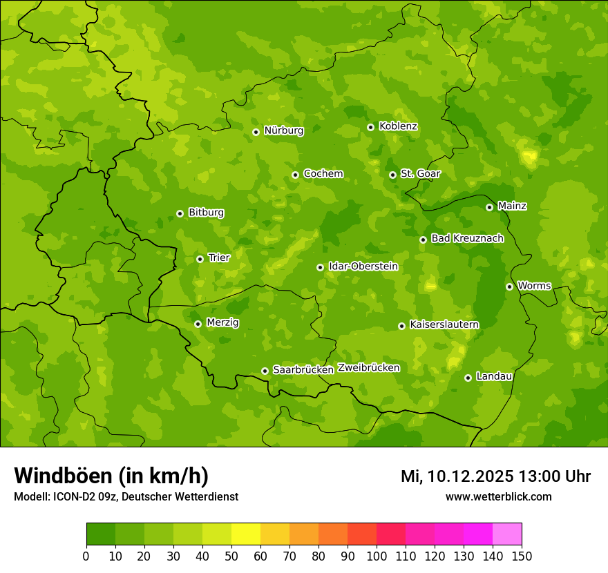 Modellkarten Windgeschwindigkeit