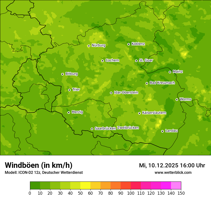 Modellkarten Windgeschwindigkeit