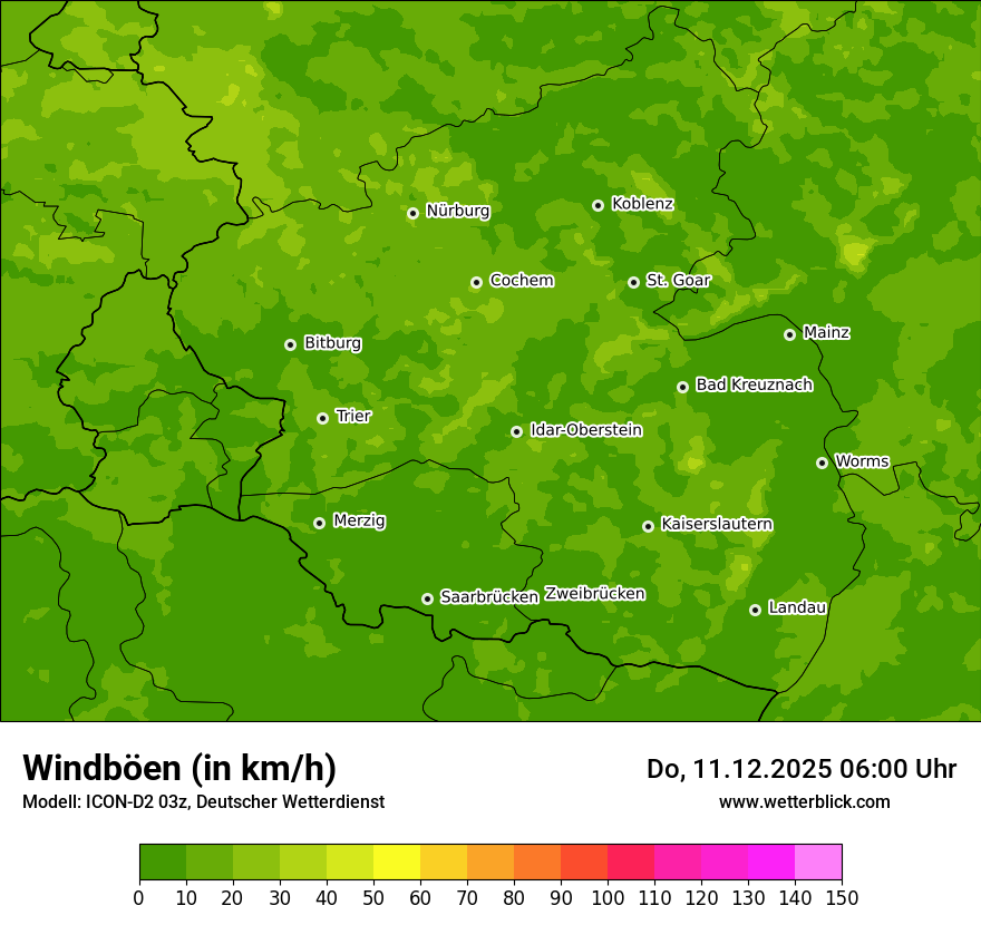 Modellkarten Windgeschwindigkeit