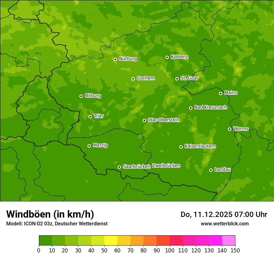 Modellkarten Windgeschwindigkeit