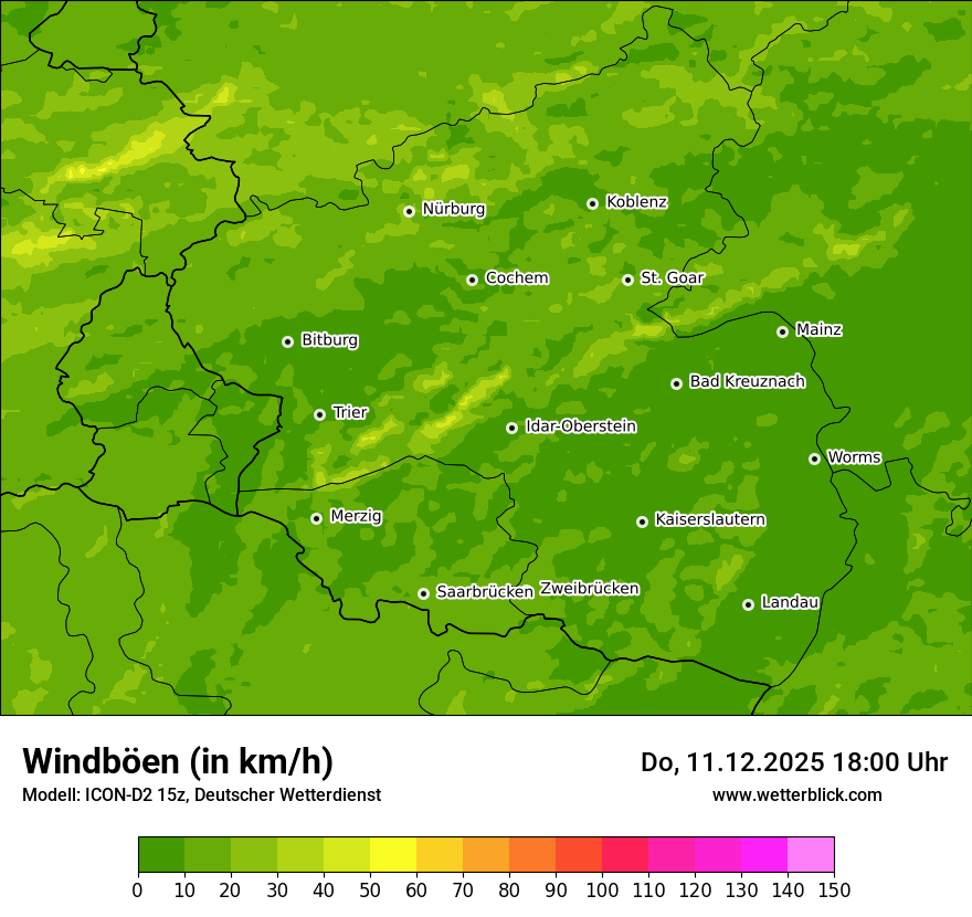 Modellkarten Windgeschwindigkeit