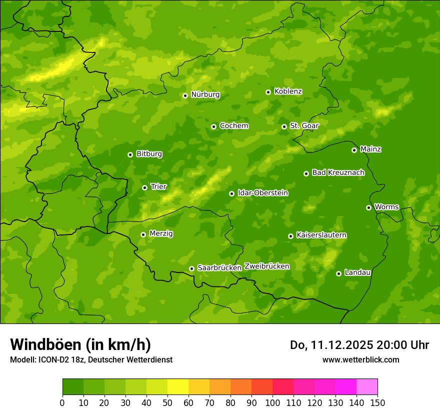 Modellkarten Windgeschwindigkeit
