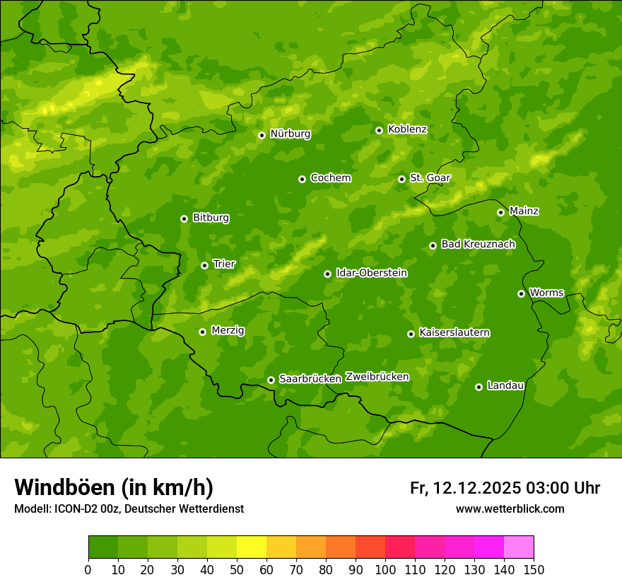 Modellkarten Windgeschwindigkeit