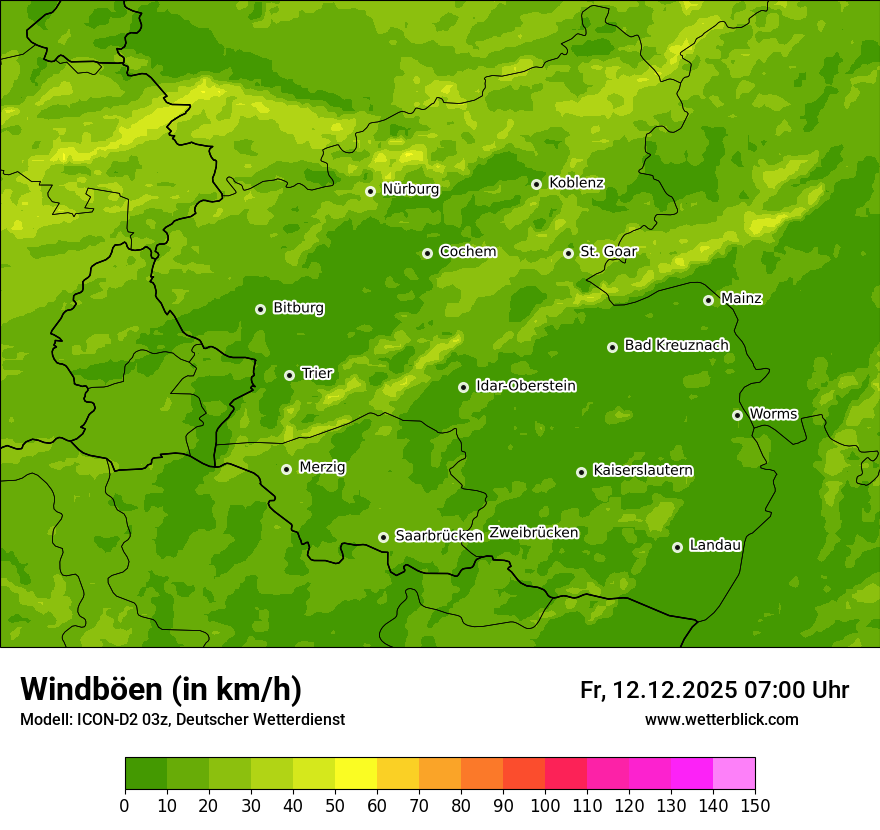 Modellkarten Windgeschwindigkeit