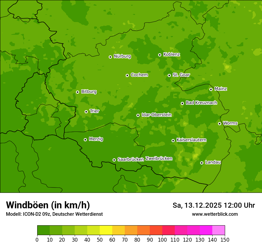 Modellkarten Windgeschwindigkeit