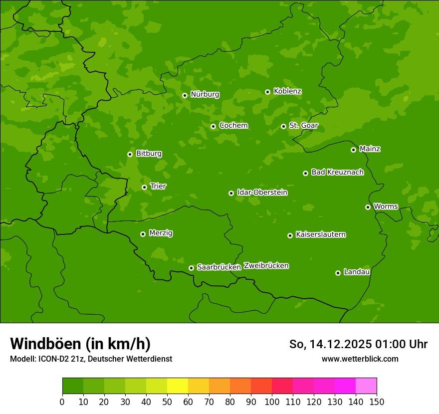 Modellkarten Windgeschwindigkeit