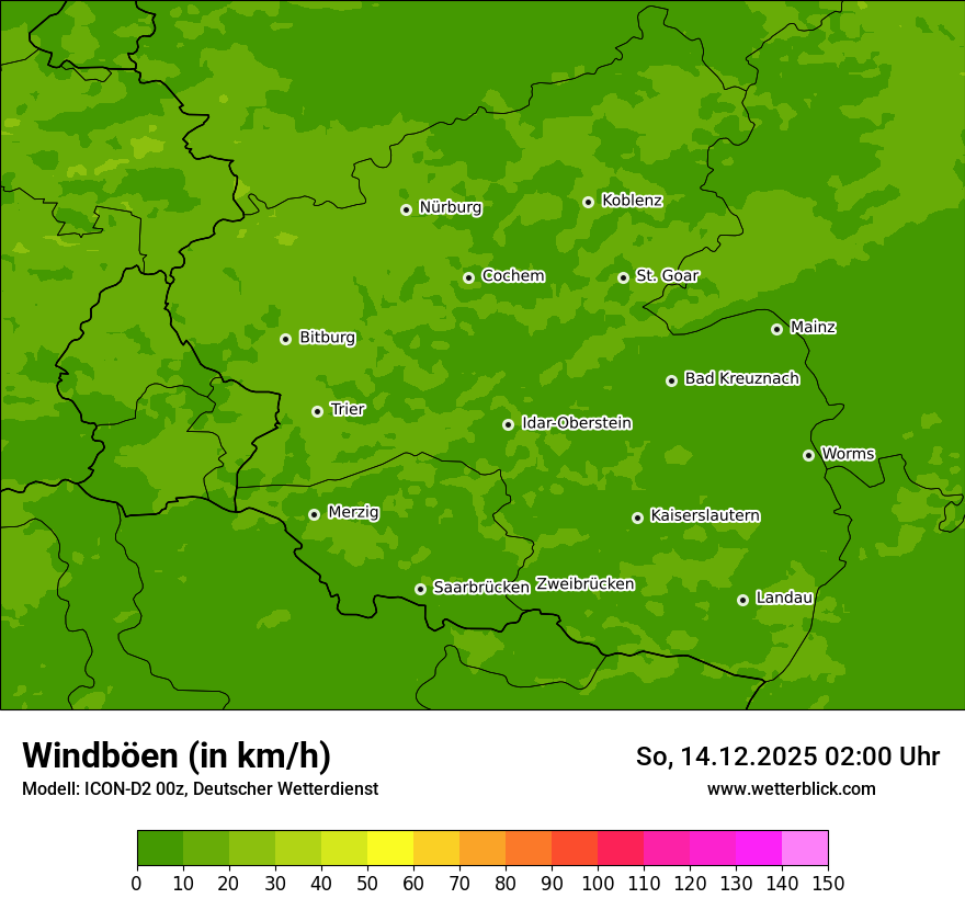 Modellkarten Windgeschwindigkeit