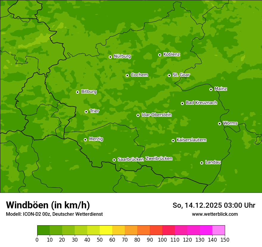 Modellkarten Windgeschwindigkeit