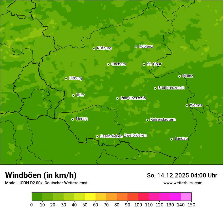 Modellkarten Windgeschwindigkeit