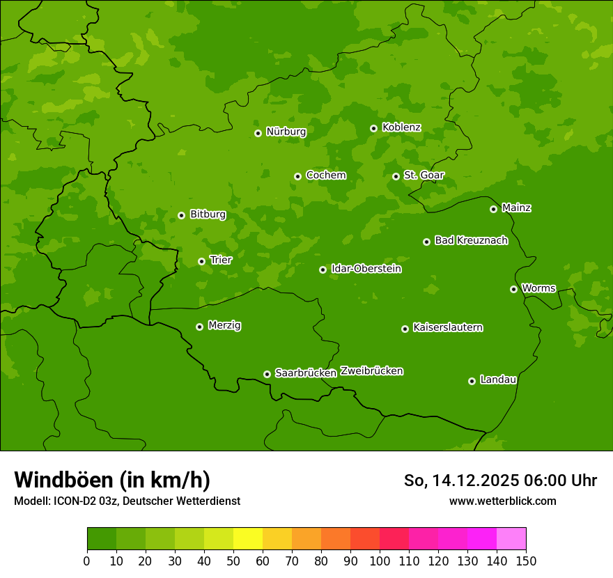 Modellkarten Windgeschwindigkeit