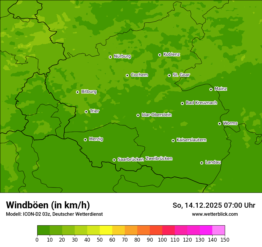 Modellkarten Windgeschwindigkeit