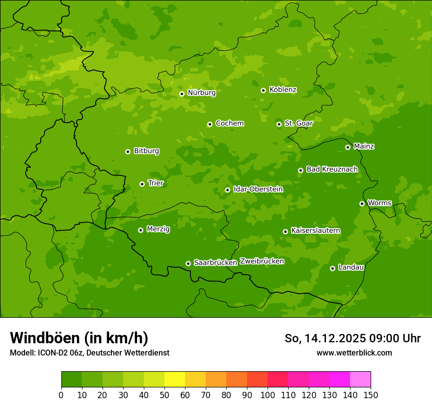 Modellkarten Windgeschwindigkeit