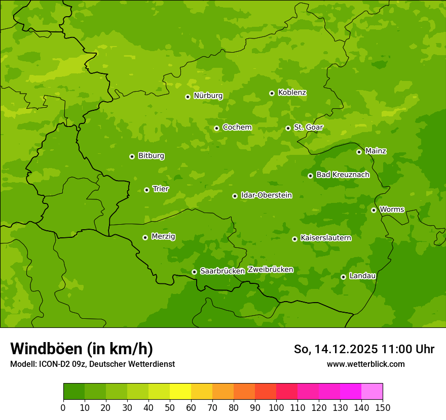 Modellkarten Windgeschwindigkeit