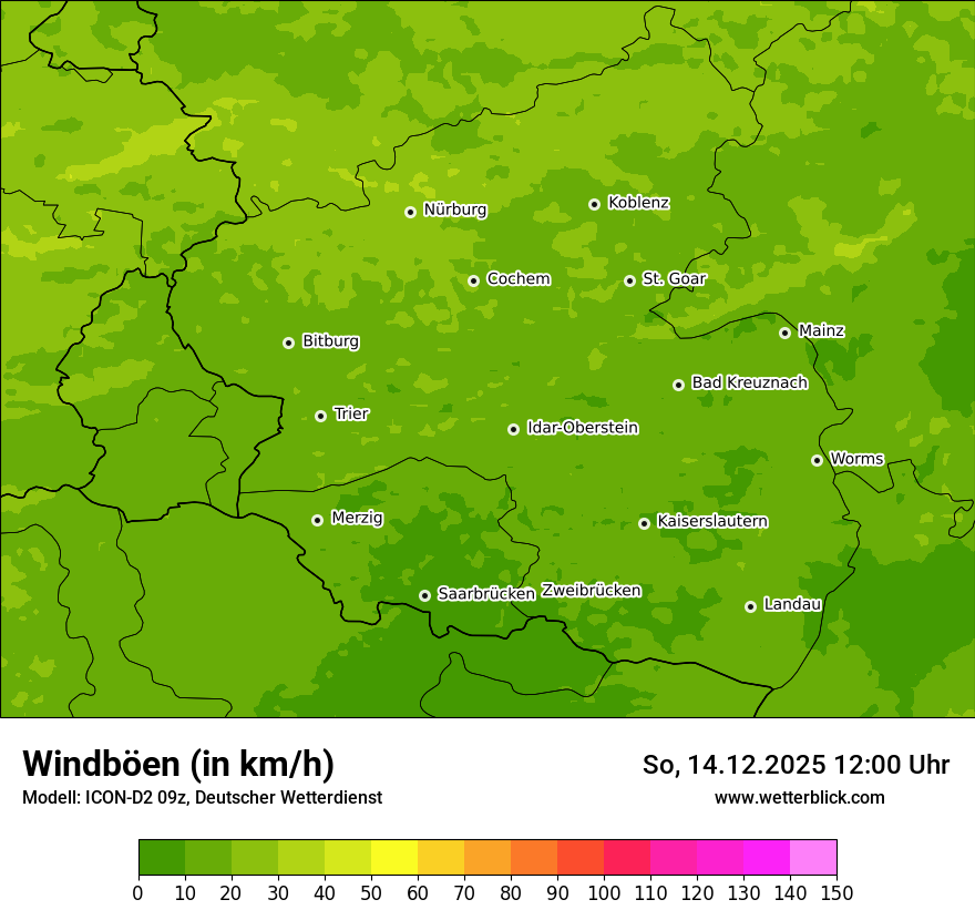 Modellkarten Windgeschwindigkeit