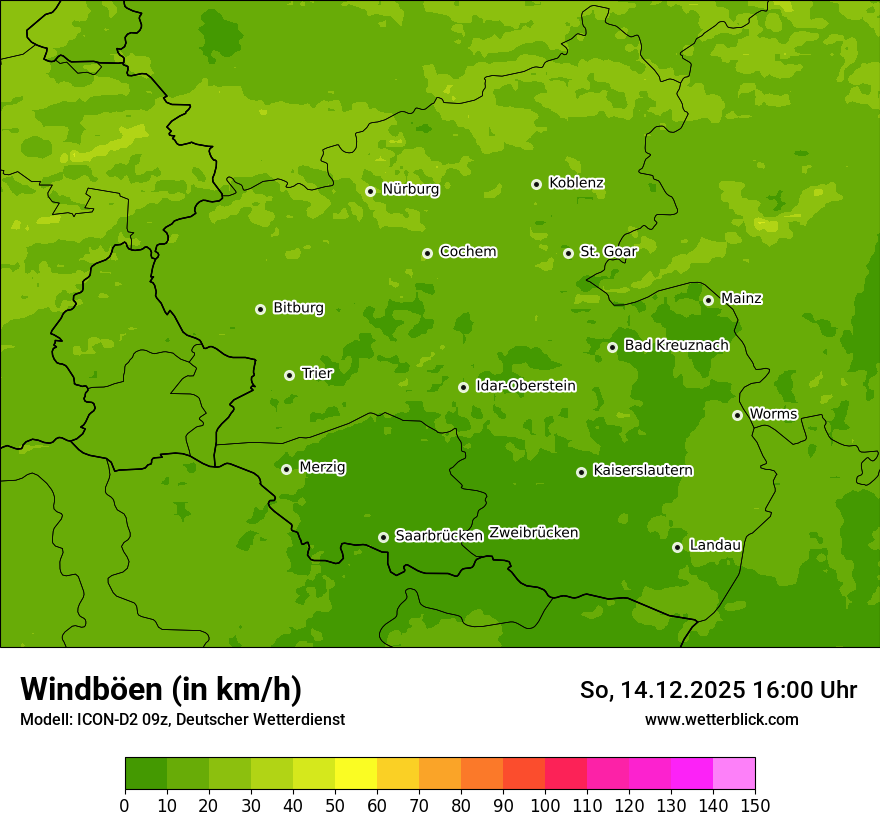 Modellkarten Windgeschwindigkeit