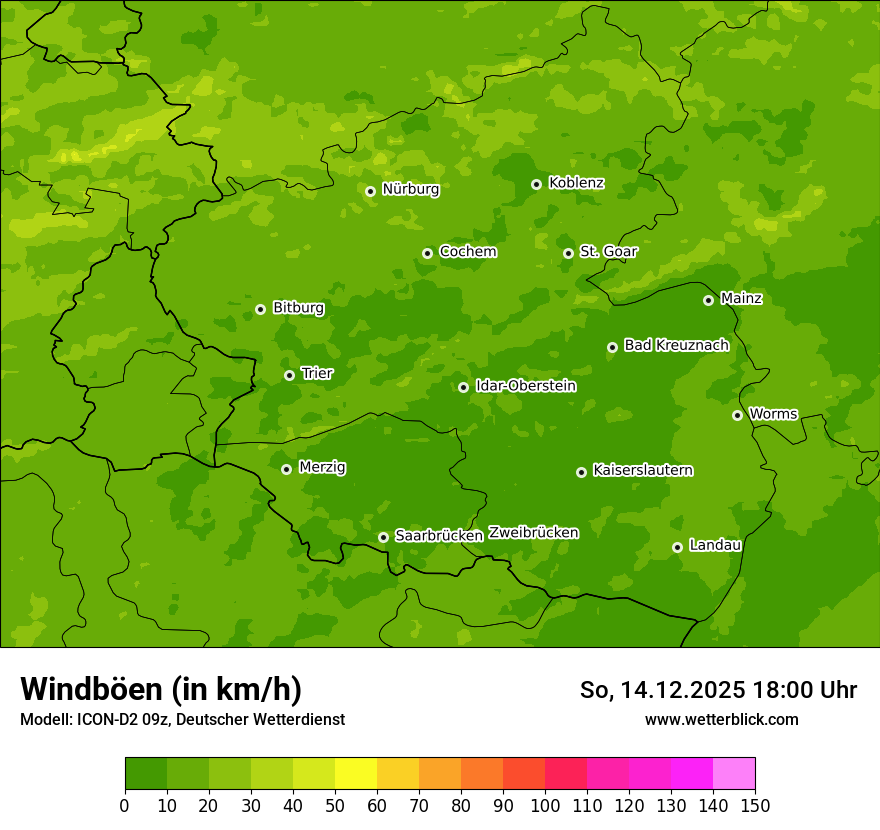 Modellkarten Windgeschwindigkeit