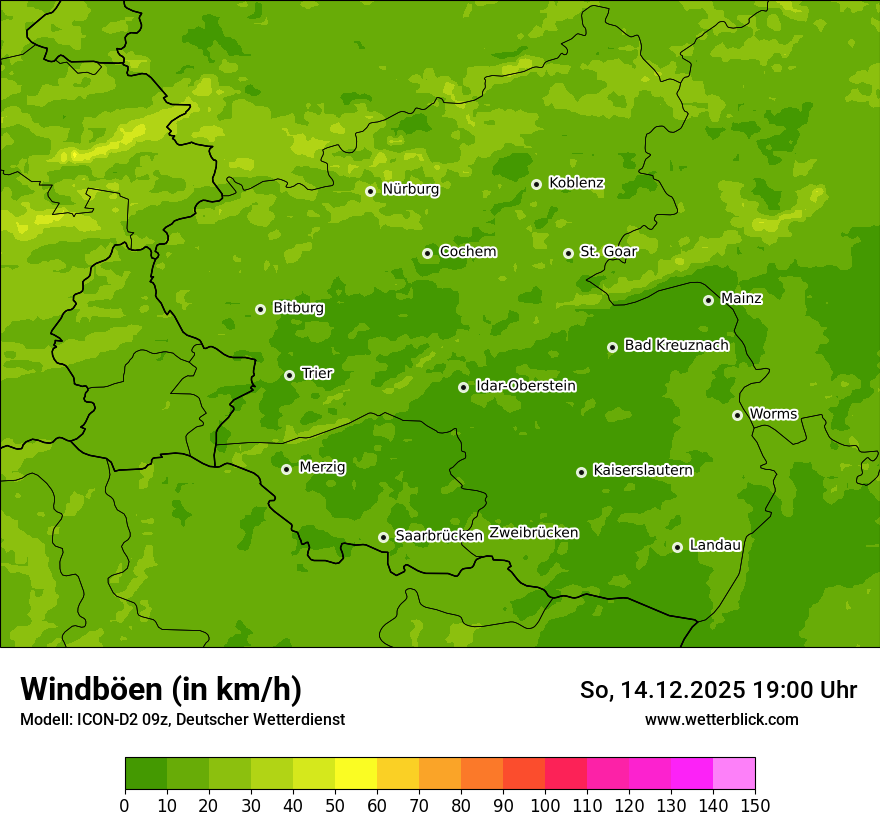 Modellkarten Windgeschwindigkeit