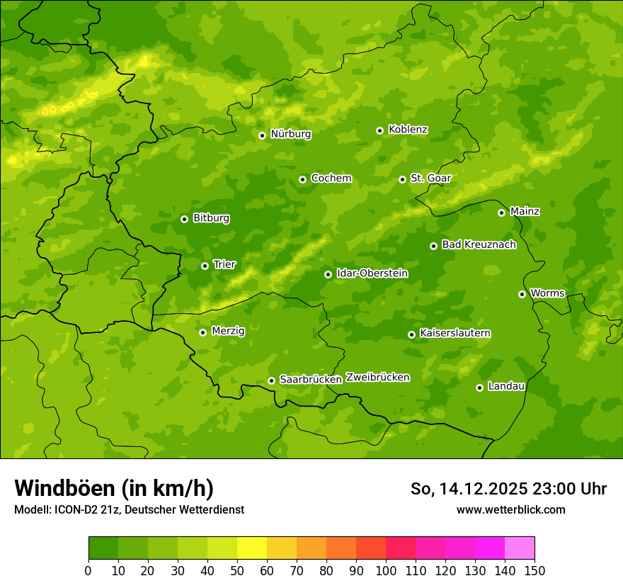 Modellkarten Windgeschwindigkeit