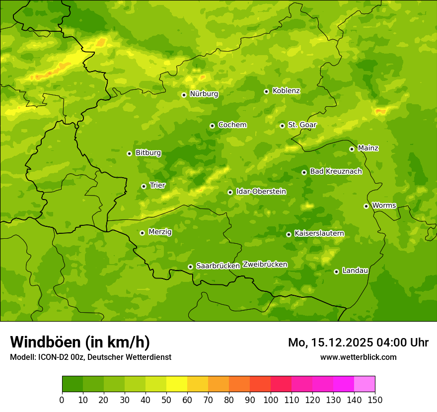 Modellkarten Windgeschwindigkeit