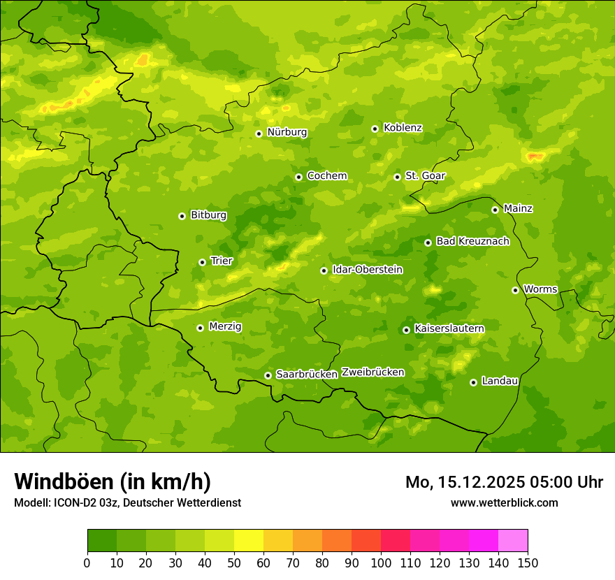 Modellkarten Windgeschwindigkeit