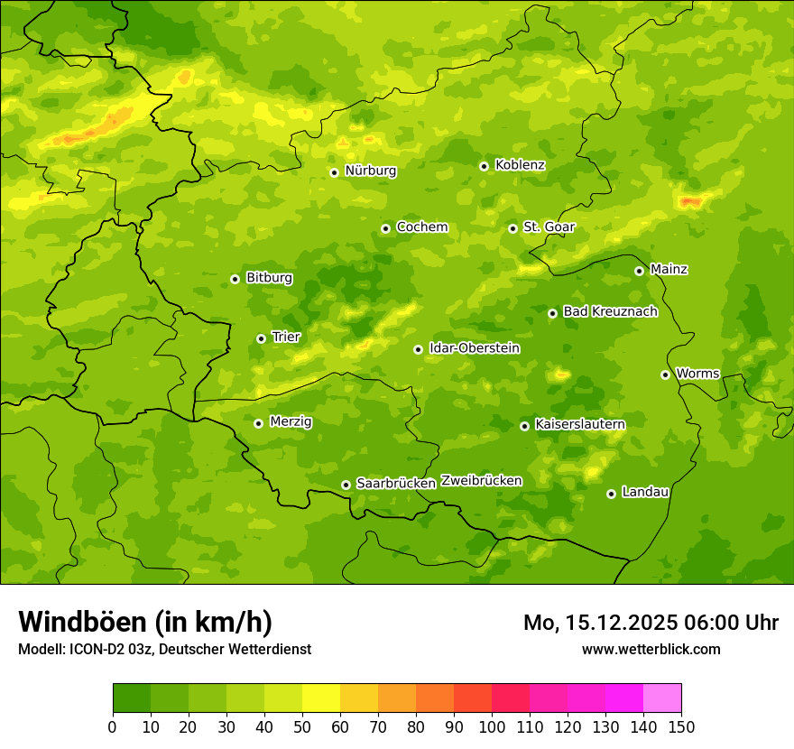 Modellkarten Windgeschwindigkeit