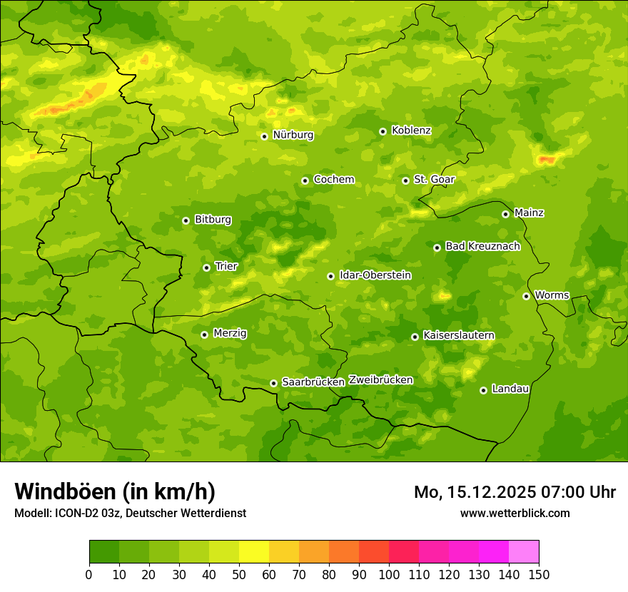 Modellkarten Windgeschwindigkeit