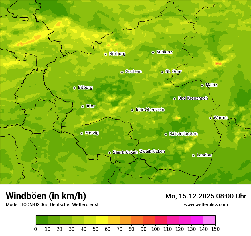 Modellkarten Windgeschwindigkeit