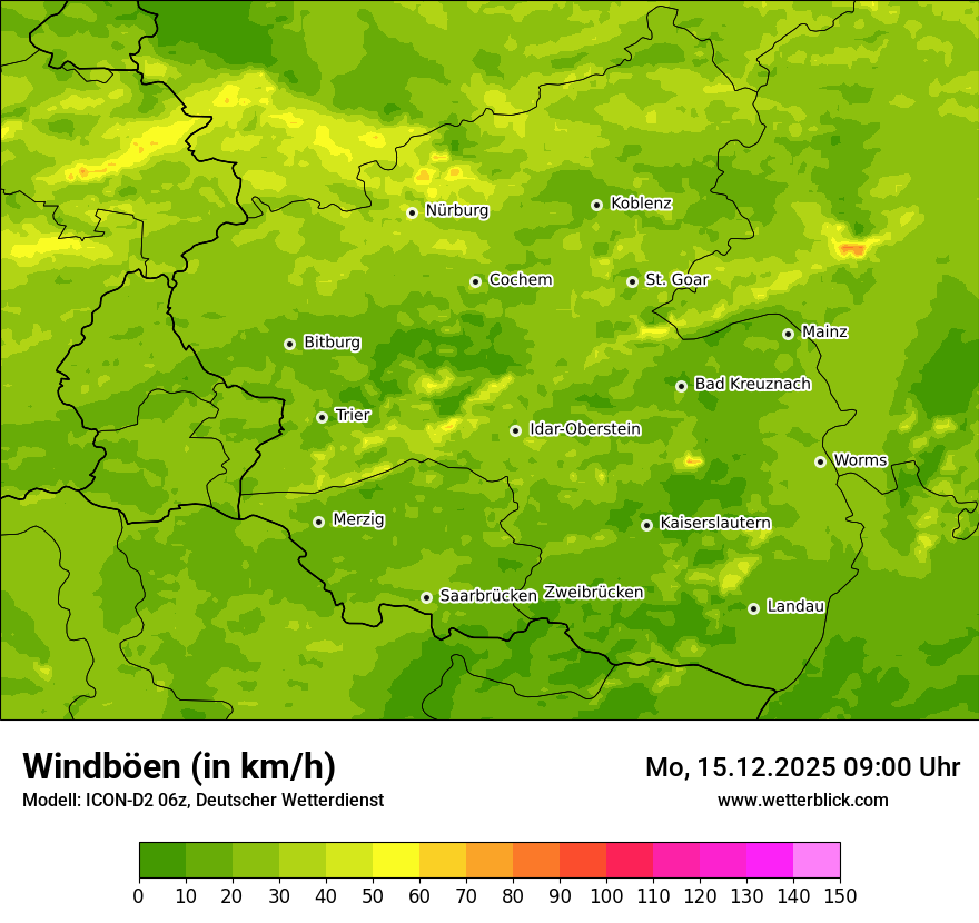 Modellkarten Windgeschwindigkeit
