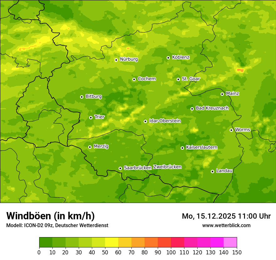 Modellkarten Windgeschwindigkeit