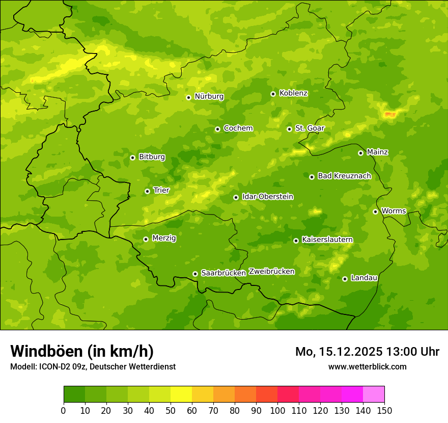 Modellkarten Windgeschwindigkeit