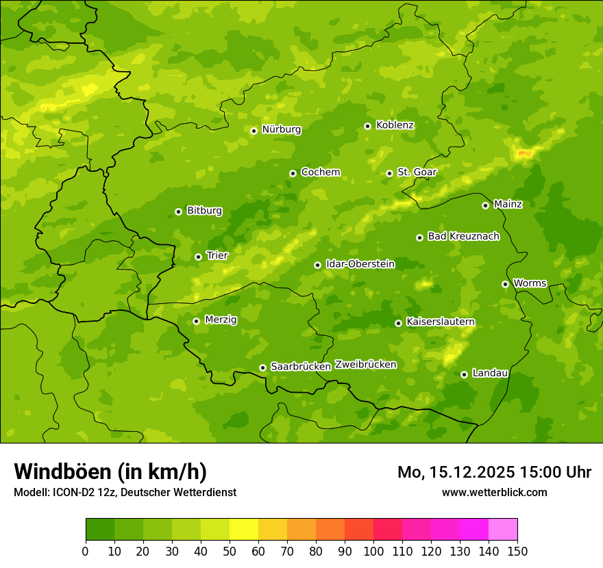 Modellkarten Windgeschwindigkeit